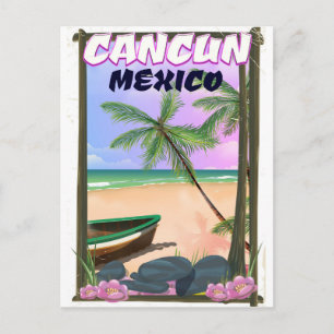 Cancun Mexiko strand affisch. Vykort
