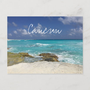 Cancun Mexiko Strand Klippiga Havsvågor Vykort