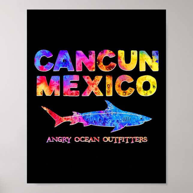 Cancun Mexiko T Shirt Shark Fishing Tee Poster (Framsidan)