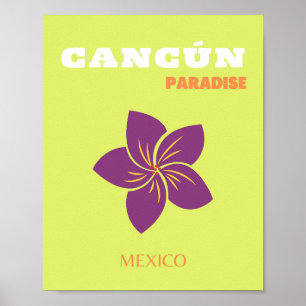 Cancun, Mexiko, Travel Art, Grönt, Tropiska konst Poster