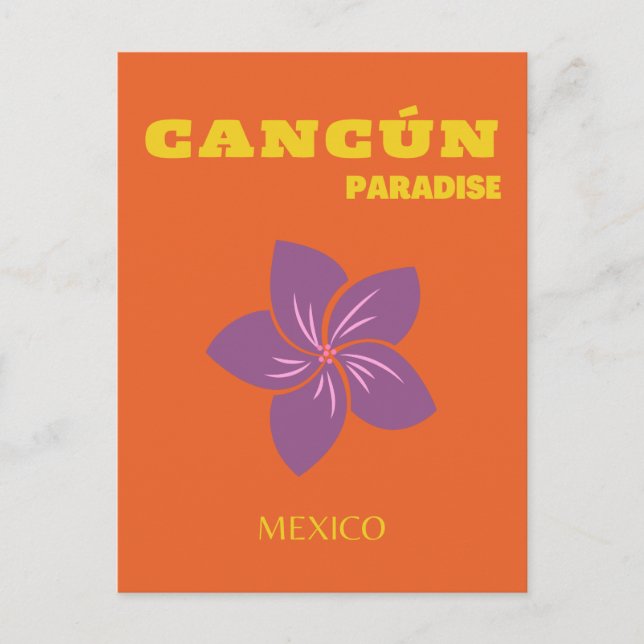 Cancun, Mexiko, Travel Art, Tropiska konst, Orange Helg Vykort (Framsida)
