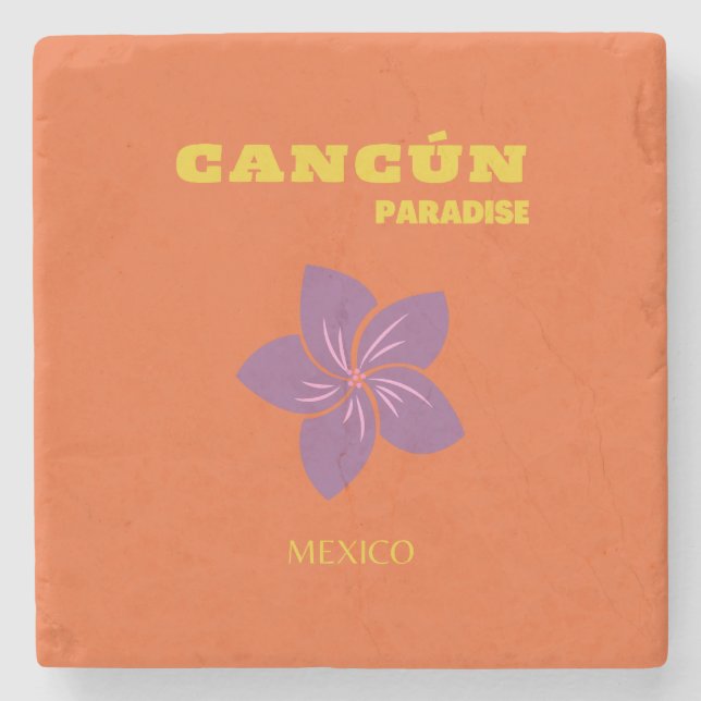 Cancun, Mexiko, Travel Art, Tropiska konst, Orange Stenunderlägg (Framsidan)