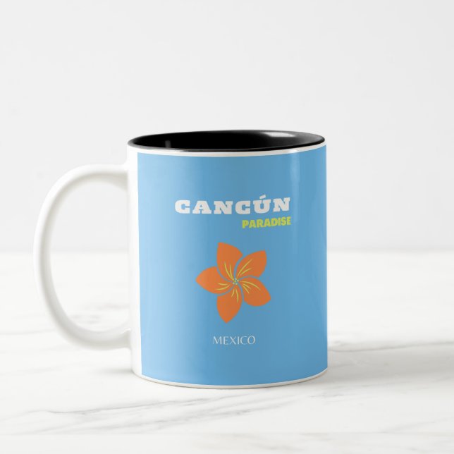 Cancun, Mexiko, Tropical Art, Travel Art, Preppy Två-Tonad Mugg (Vänster)