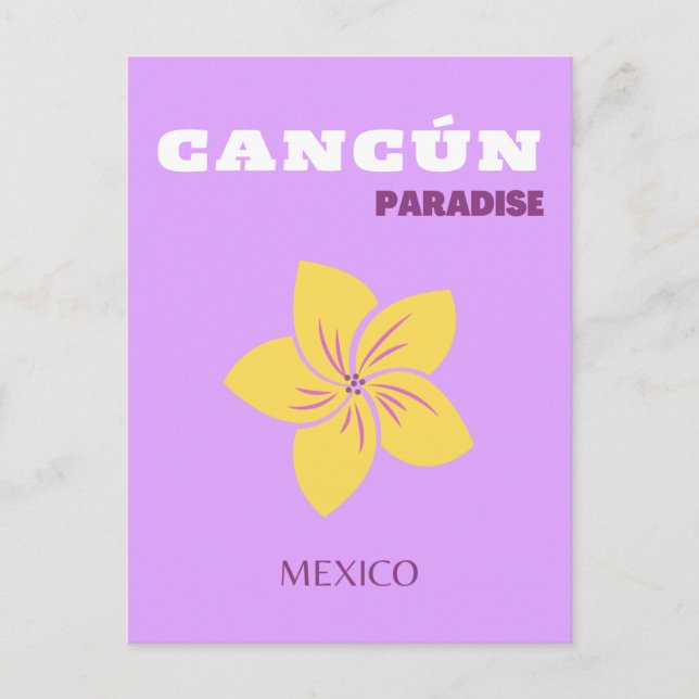 Cancun, Mexiko, Tropiska konst, Preppy, Travel Art Helg Vykort (Framsida)