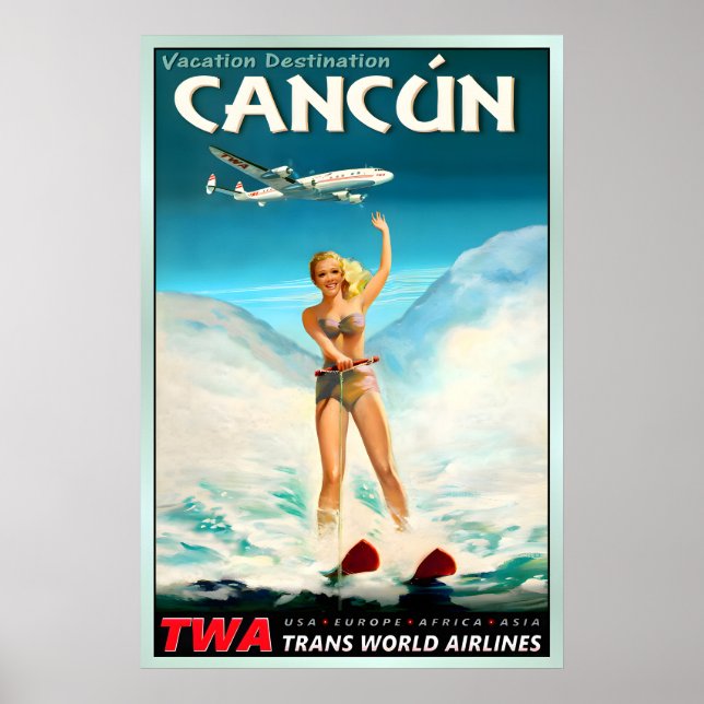 CANCUN Mexiko TWA Trans World Airlines Poster (Framsidan)