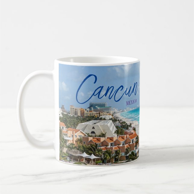 Cancun Mexiko Vacker Kaffe Mugg Kopps Souvenir (Vänster)