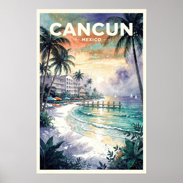 Cancun Mexiko Vintage Resa Poster (Framsidan)