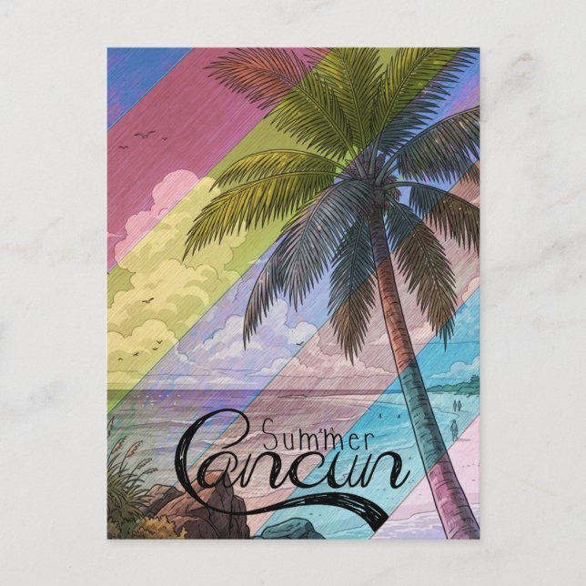 Cancun palmer, Tropisk sommar  Vykort (Framsida)