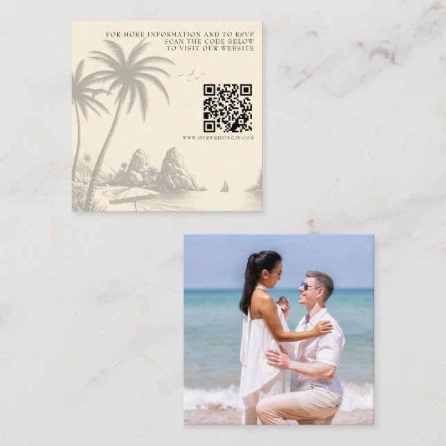 Cancun Passport Bröllop QR Tilläggskort (Fram/baksida)