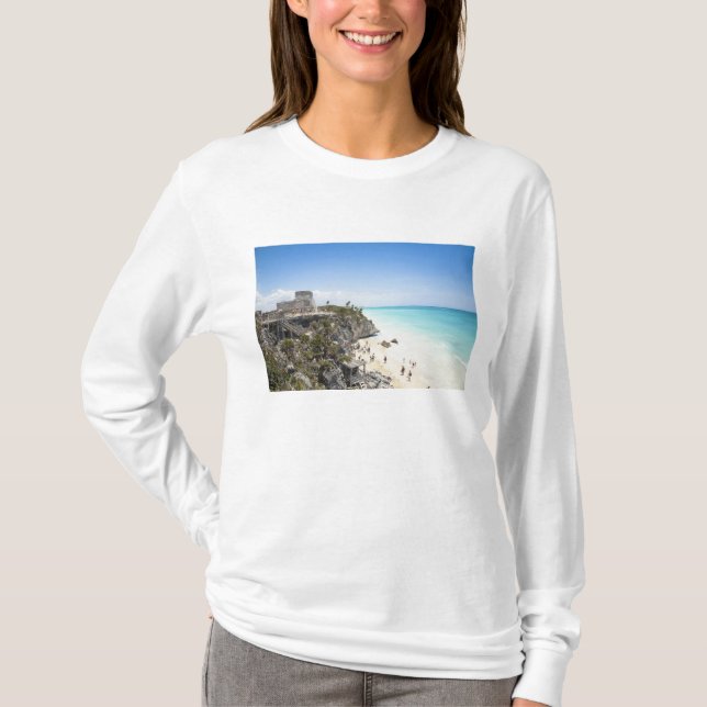 Cancun, Quintana Roo, Mexiko - Ruiner på en kulle T-shirt (Framsida)