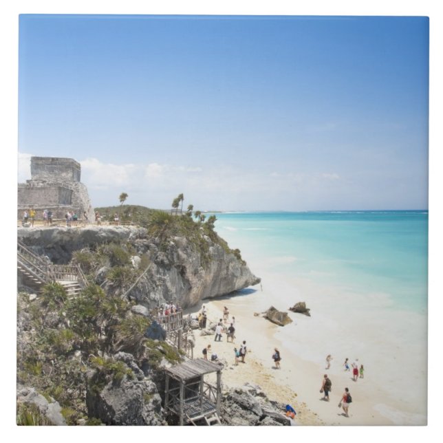 Cancun, Quintana Roo, Mexiko - Ruins på backe Kakelplatta (Framsidan)