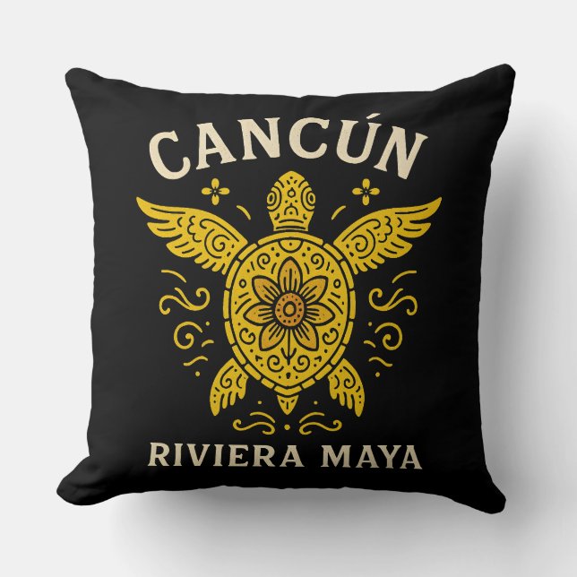 Cancun & Riviera Maya Tropisk Semester Retro Typo Kudde (Framsida)