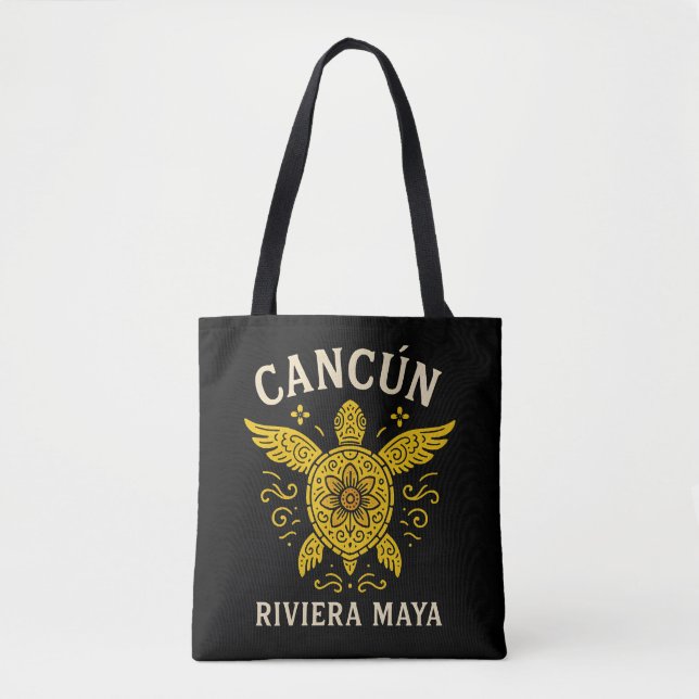 Cancun & Riviera Maya Tropisk Semester Retro Typo Tygkasse (Framsida)