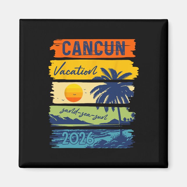 Cancun Semester 2026 Hav Sand Strand Sommar Resa R Magnet (Framsidan)