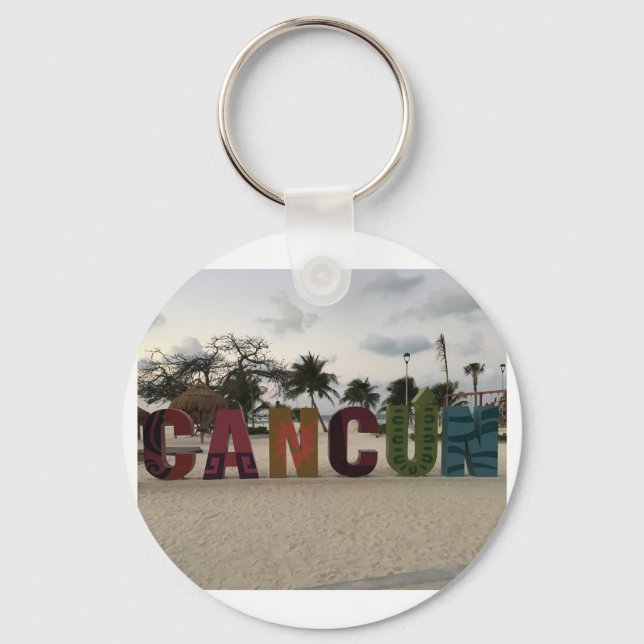 Cancun Sign - Playa Delfine, Mexico Keychain Nyckelring (Framsida)
