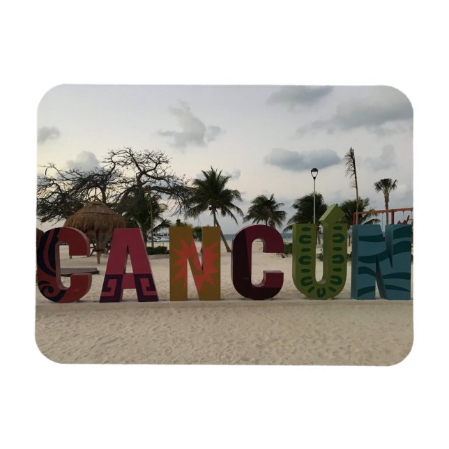 Cancun Sign - Playa Delfine, Mexico Photo Magnet (Horisontell)