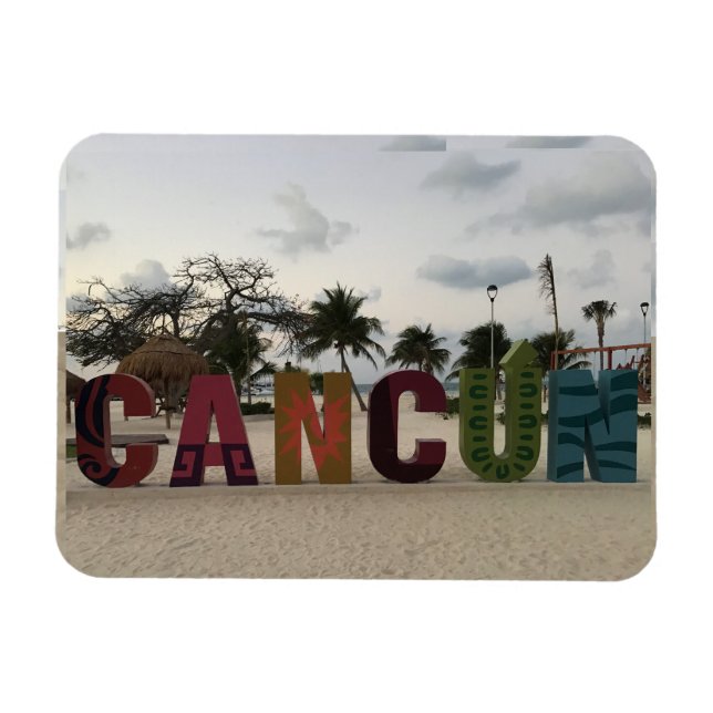 Cancun Sign - Playa Delfine, Mexico Photo Magnet (Horisontell)