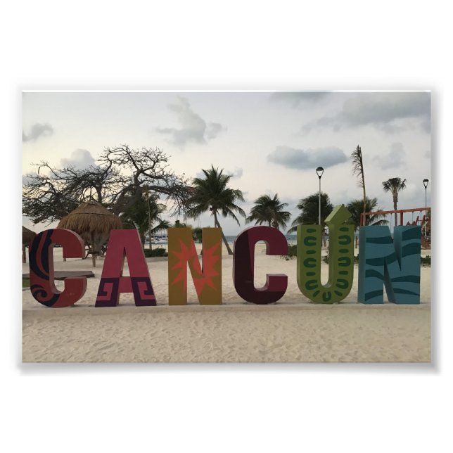 Cancun Sign - Playa Delfine, Mexico Photo Print Fototryck (Framsidan)