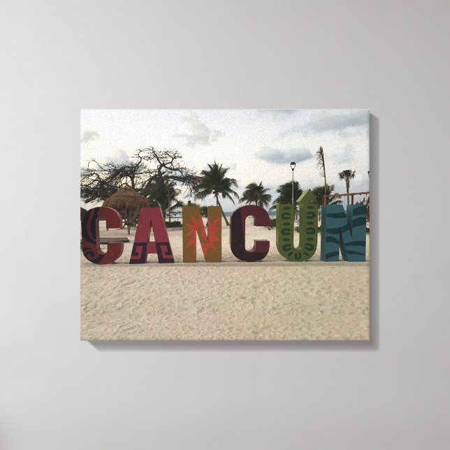 Cancun Sign - Playa Delfine, Mexiko Canvas (Framsida)