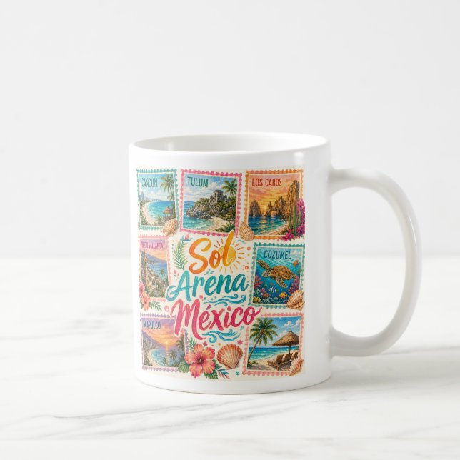 Cancun Sol Sand Mexiko Vackra Stränder Tropisk  Kaffemugg (Höger)