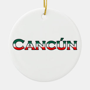 Cancun (textlogotyp) julgransprydnad keramik