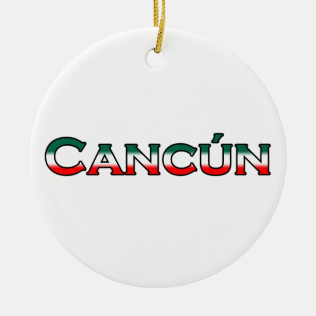 Cancun (textlogotyp) julgransprydnad keramik (Framsidan)