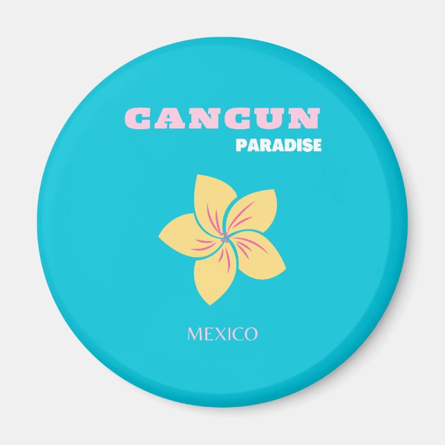 Cancun Travel Art, Mexico Travel Art, Preppy, Blue Magnet (Framsidan)