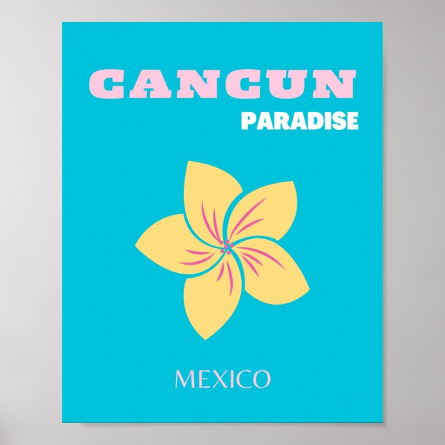 Cancun Travel Art, Mexico Travel Art, Preppy, Blue Poster (Framsidan)