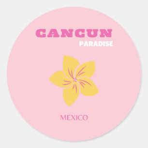 Cancun Travel Art, Mexiko, Preppy, Rosa Preppy Art Runt Klistermärke