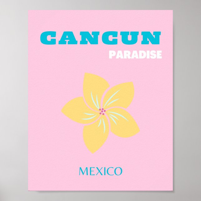 Cancun Travel Art, Travel Art, Preppy Room Poster (Framsidan)