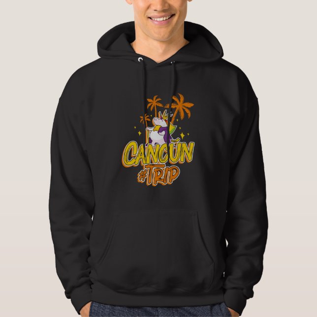 Cancun Trip Unicorn Party  Vacation Mexico Hoodie (Framsida)