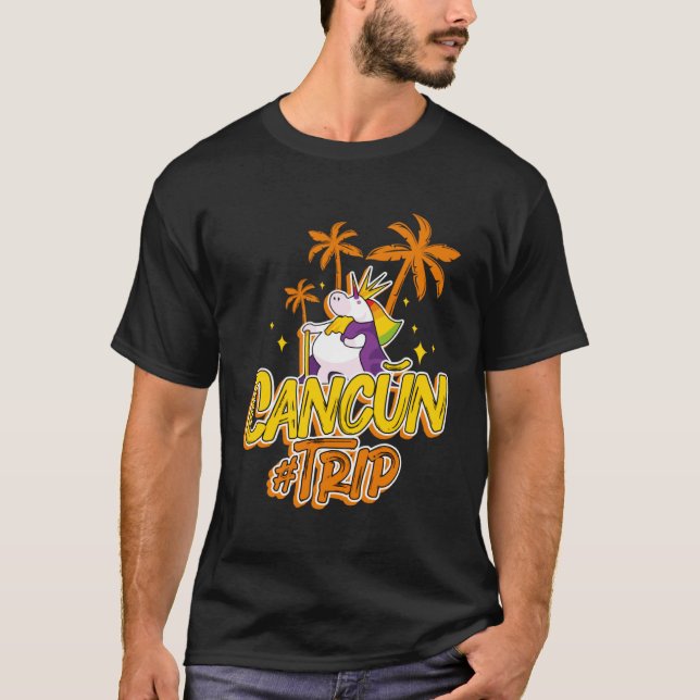 Cancun Trip Unicorn Party  Vacation Mexico T Shirt (Framsida)