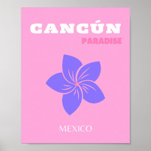 Cancun, Tropical Art, Preppy, Preppy Room, Rosa Poster