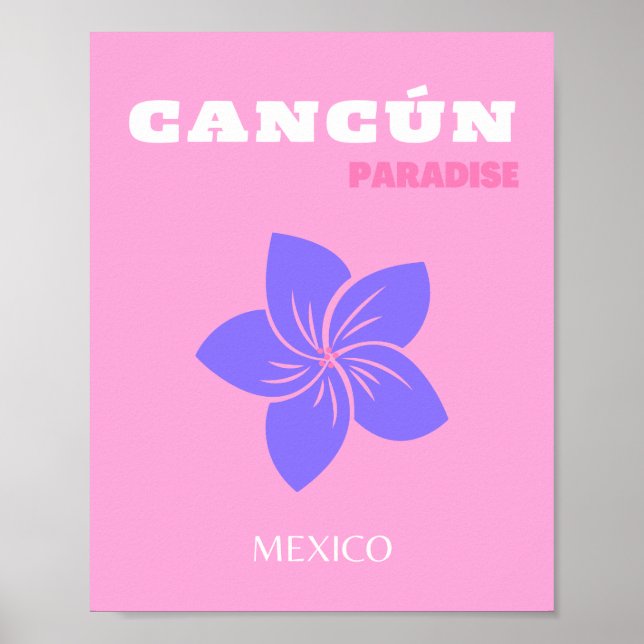 Cancun, Tropical Art, Preppy, Preppy Room, Rosa Poster (Framsidan)
