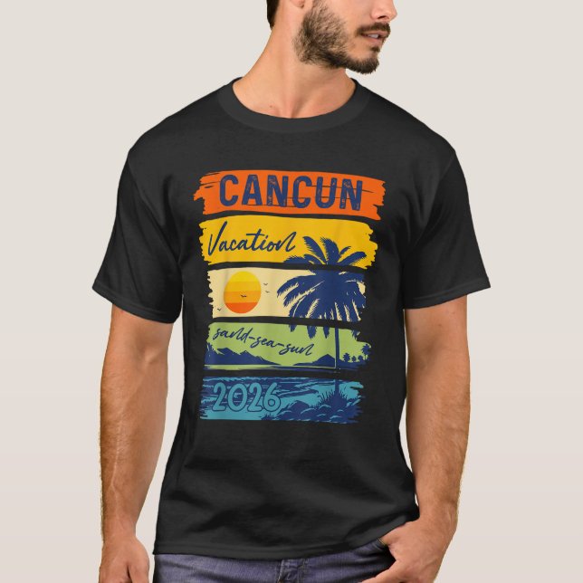 Cancun Vacation 2026 Sea Sand Beach Summer Resa Re T Shirt (Framsida)