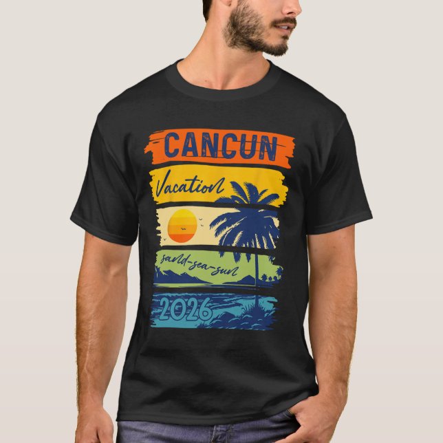 Cancun Vacation 2026 Sea Sand Beach Summer Trip Re T Shirt (Framsida)
