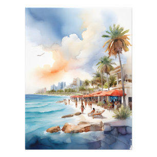 Cancun vattenfärgsgrafik fototryck