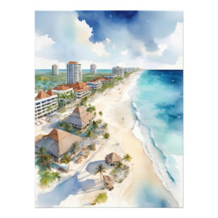 Cancun vattenfärgsgrafik fototryck