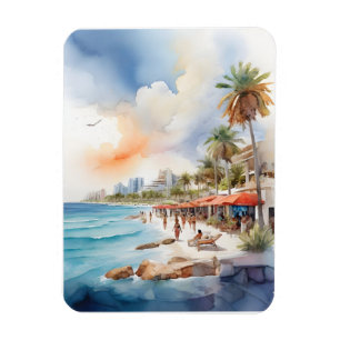 Cancun vattenfärgsgrafik magnet