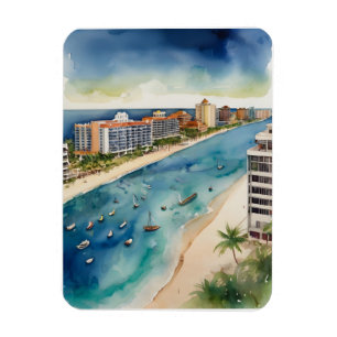 Cancun vattenfärgsgrafik magnet