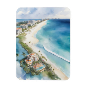 Cancun vattenfärgsgrafik magnet