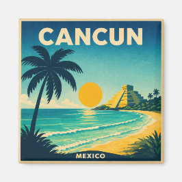 Cancun Vintage Travel Poster Magnet