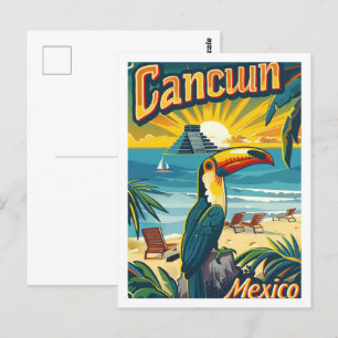 Cancuun Mexico Vintage Berömd Travel Ställe Vykort
