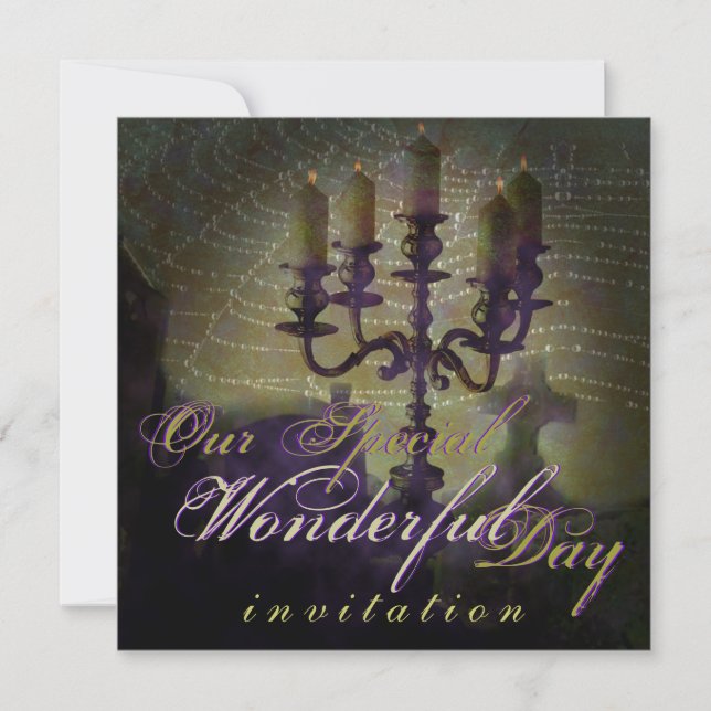 Candelabra Mörk Romantik Halloween Bröllop Inbjudningar (Framsida)