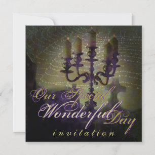 Candelabra Mörk Romantik Halloween Bröllop Inbjudningar