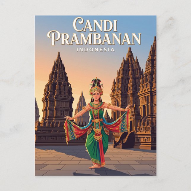 Candi Prambanan Indonesien Vykort (Framsida)