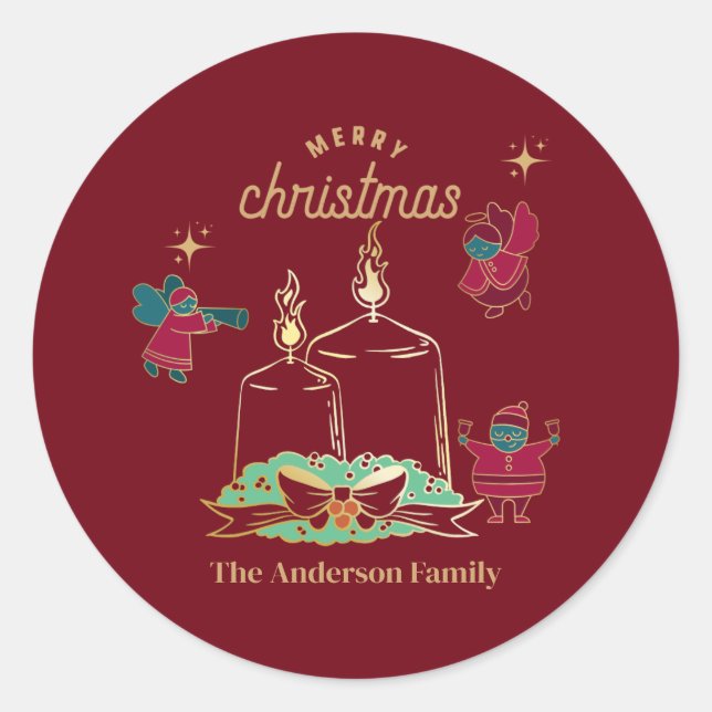 Candle and fairy runt klistermärke (Framsida)