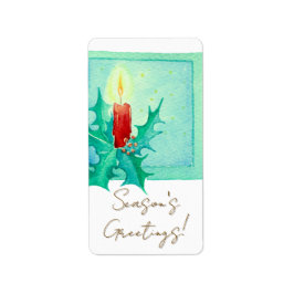 Candle and holly Christmas Card Adressetikett