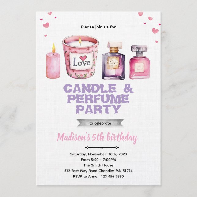 Candle and Perfume party invitation Inbjudningar (Framsida)