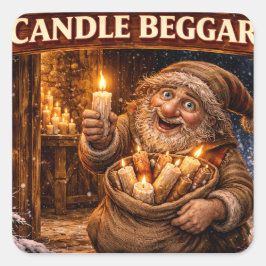 Candle Beggar Icelandic Yule Lad Fyrkantigt Klistermärke
